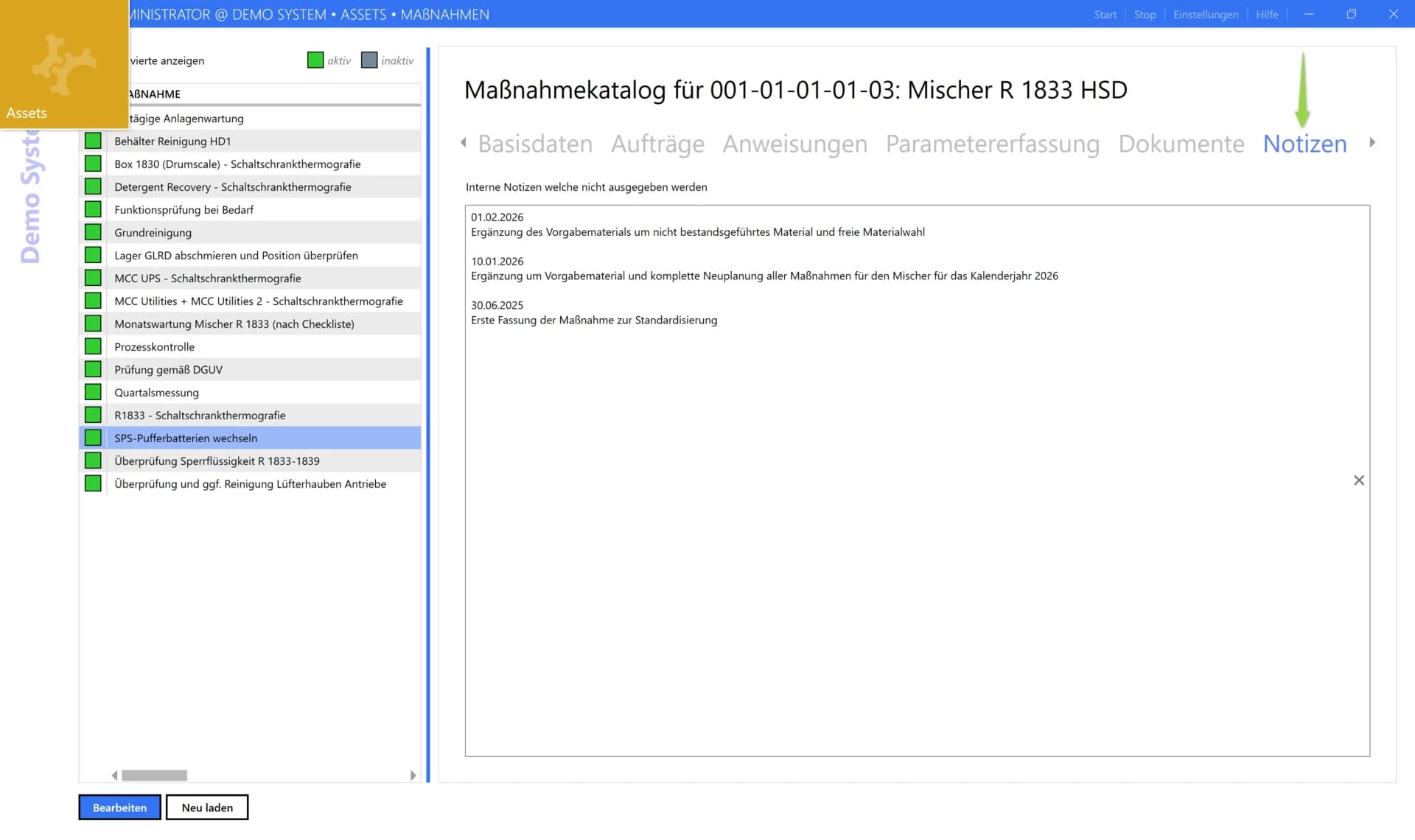 comain.cloud Maßnahmenkatalog mit Notizen und Dokumentation